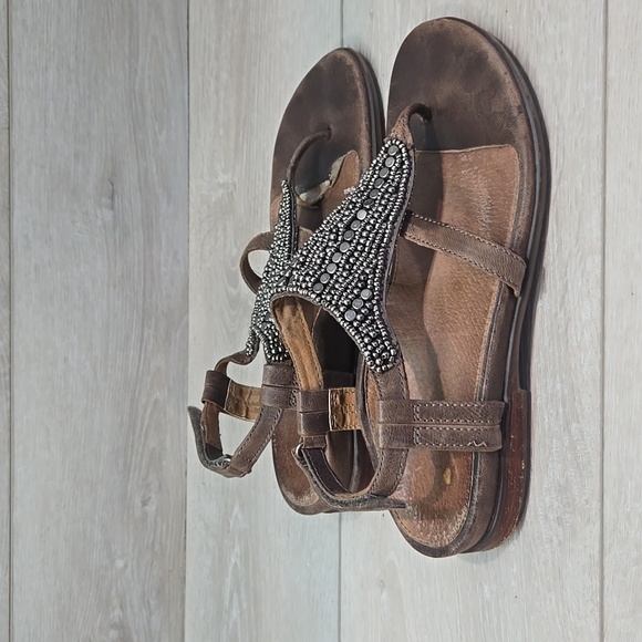 Aetrex Women Brown Beaded Thong Sandals Shoes Sz 39/8.5 - Picture 2 of 14